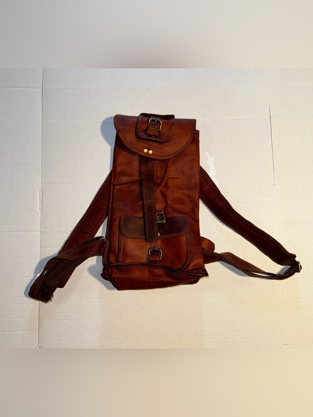 Leather Sling Backpack in Brown - Classic Men's Bag